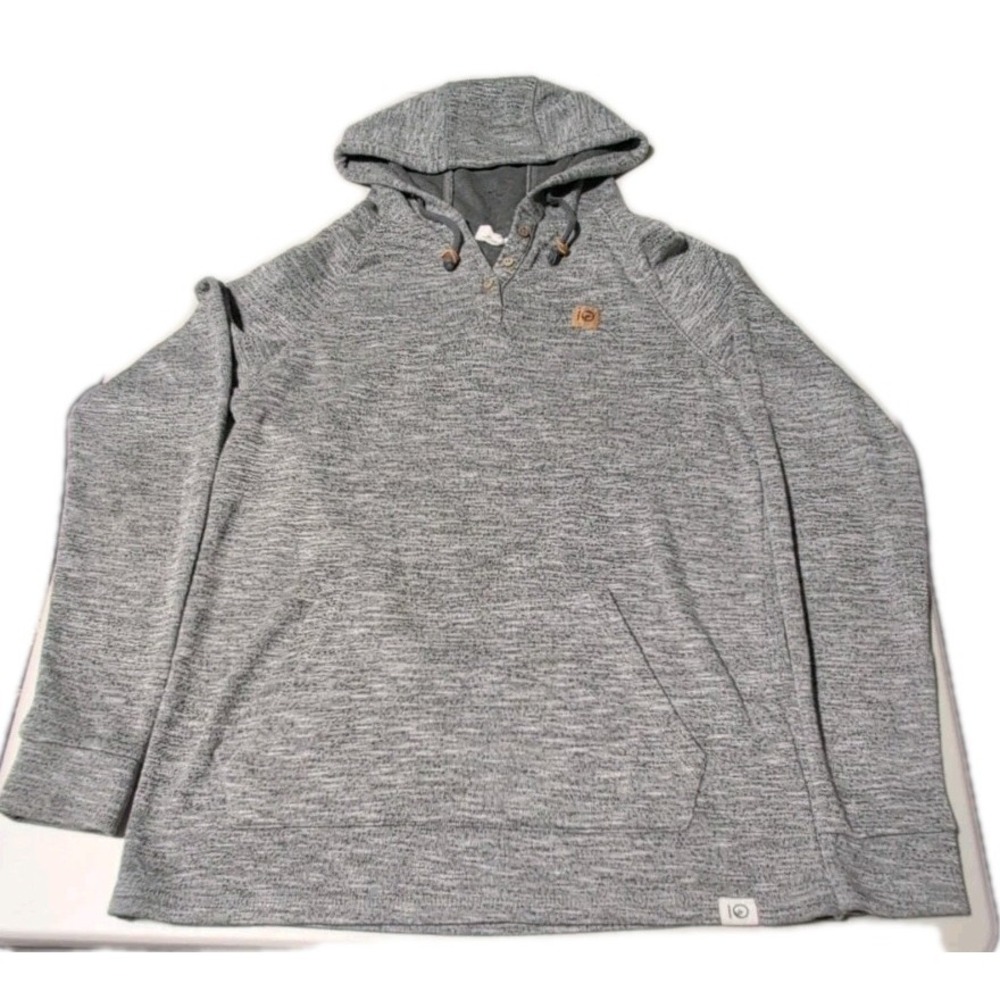 10 Tree Men's Heathered Gray Hoodie Pullover L COMFY CASUAL Lightweight beachy